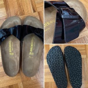 Birkenstock Madrid Black Patent size 39 250 8-8.5 US